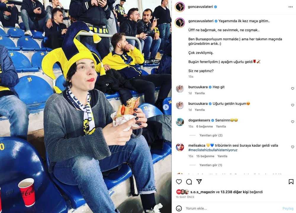 gonca vuslateri nin fenerbahce mac paylasimi begeni topladi